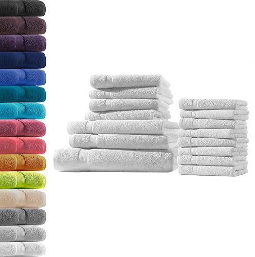 1x Badetuch + 2X Duschtuch + 4X Handtuch + 8X Gästetuch | Weiß | 100% Baumwolle Frottier | Oeko-TEX® Standard 100 | Premium Qualität 500 g/m²