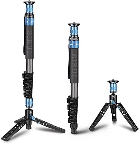 SIRUI P-325FL Monopiede in Fibra di Carbonio da 170cm con Piedini per Fotografia Reflex, Portatile Monopiede Fotografico Professionale a 5 Sezioni per Fotocamera, Videocamera, Carico Massimo 10kg