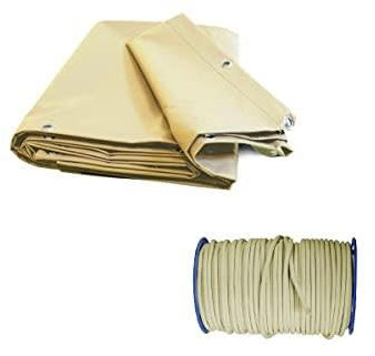 Kalembal Pack Bâche Pergola 15m2 Prêt à l'emploi (1 bâche pergola Ivoire Ultra résistante + 1 Sandow élastique)