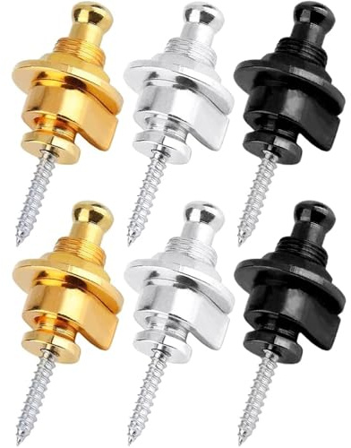 Wolfride Gitarrengurtschloss Sicherheitsgurt Lock Knöpfe Ersatz Schnellverschluss Gitarrengurt Schlösser Schwarz Silber Gold, gemischt, Einheitsgröße