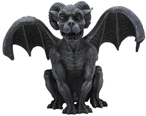 Ebros Gift Crouching Ram Horned Gargoyle Statue in Faux Stone Finish Resin 6.25 Tall Warden of Gothic Cathedral Castle Architecture Gargoyles Accent Figurine