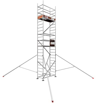 ALTEC Rollfix 2.0 Rollgerüst fahrbar, 7m Arbeitshöhe, Dreieckausleger | Fahrbares Gerüst aus Aluminium, Baugerüst zertifiziert, 200 kg/m² Traglast, DIN EN 1004-1, ISO 9001:2015