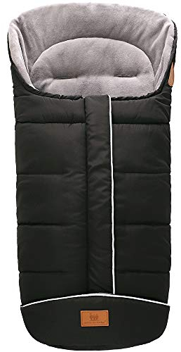 Fußsack Babyschale für Kinderwagen Buggy Universal Winter Baby (schwarz, 102X54CM)