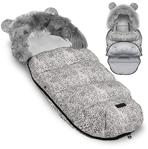 Ricokids Babyfußsack Kinderwagenfußsack Schlaffußsack Kinderwagen Fußsack Winterfußsack Elmi 95 x 45 cm (weiß)