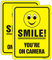 Smile You're On Camera Schilder, 25.4 x 17.8 cm, 2 Stück, Videoüberwachungsschild, Warnung für CCTV Überwachungssystem Schild, reflektierendes Aluminium, langlebige Tinte,