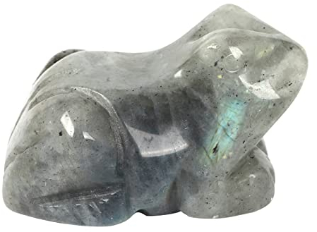 Lovionus89 Mondstein Frosch Kristall Figur, Klein Hand Geschnitzt Tasche Kristall Statue Tier Skulptur 1,5 Zoll