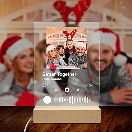 Placa de canción personalizada Placa de acrílico Luz de foto personalizada regalo personalizado para novio placa de código de canción DIY regalos de Navidad