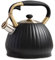 BESTonZON 1pièce Bouilloire Sifflante Inoxydable Noir Avec Poignée Isolante Bouilloire à Thé Pour Cuisinière Électrique Induction Sifflet Et Pratique