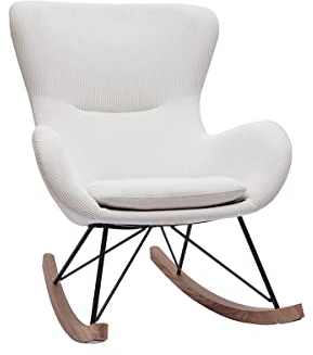 Miliboo Schaukelstuhl beige Cord-Stoff ESKUA