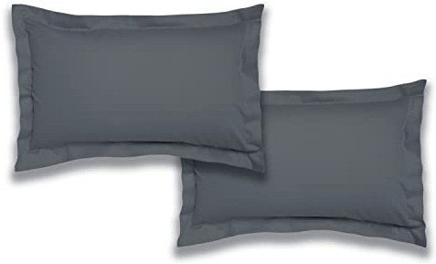 Bianca 200 Thread Count Cotton Percale Oxford Pillowcase Pair Charcoal