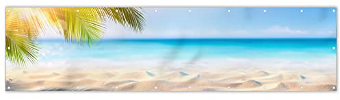 MuchoWow® Balkon Sichtschutz Sichtschutzmatte Balkonbanner Abdeckung für Terrasse Balkon Windschutz Blickdicht Wetterfest 300x85 cm Tropisch - Strand - Palme