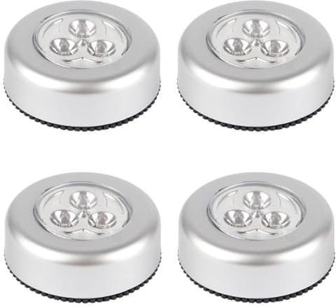 LNJBABAO 4 Pieces Touch Led Battery Lights - Indoor Stick-on Push Light for Closets, Cabinets, Counters or Utility Rooms