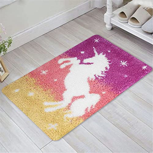 VIONNPPT Wandteppich Zum Selber Garn Knüpfen DIY 3D Stickkissen Teppich, Knüpfteppich Kits für Kinder Erwachsene, Home Dekoration Geschenk, 50cmx38cm (Rosa Drache Pferd)