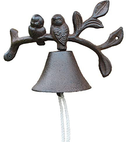 Türglocke Gusseisen Glocke Robuste Türklingeln Schmiedeeisen, An Der Wand Befestigte Dinner Bell Schild mit Vögeln, Innen, Außen Große Türklingeln für Den Innenhof