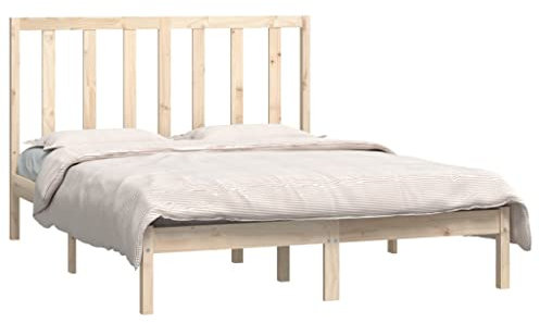 vidaXL Massivholzbett Lattenrost Doppelbett Bett Holzbett Bettrahmen Bettgestell Schlafzimmermöbel Schlafzimmerbett Kiefer 135x190cm