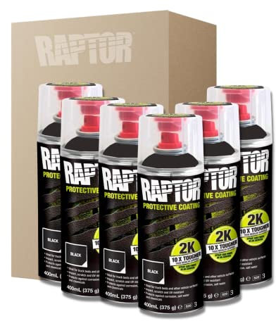 DISPIVAL 6 x SPRAYS PINTURA RAPTOR 2K NEGRO 400 ML