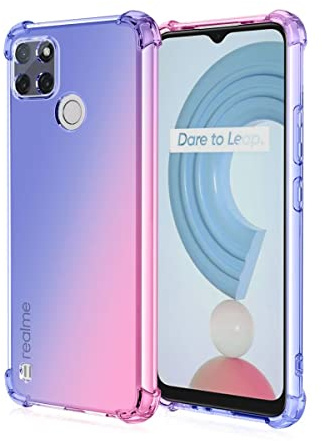 HONLEN Funda para Realme C21Y / Realme C25Y Carcasa, (6.5 Inches) Gradiente Transparente TPU Silicona Case, Protección de Esquina Mejorada Cover Oro Negro