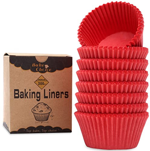 Muffinförmchen Papier Standard,200 Stück,Antihaft & Fettdichte Pergament Muffinform Papier,Rot,Standardgröße