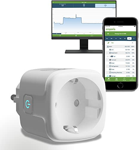 Emporia Intelligente Steckdose mit Energiemessung – WLAN-Stecker kompatibel mit Alexa und Google Home, 15A, mit Timer, App-Steuerung, Zeitplänen, Nur 2,4GHz WLAN (1er-Pack)