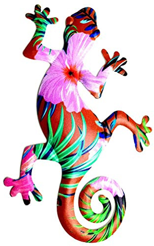 TOPINCN Metall-Gecko-Wand-Kunst-Dekor, Bunte Eidechsen-Kunst-Wand-Skulptur, Hängende Dekoration, Kunst-Skulptur, Kunsthandwerk für Drinnen und Draußen, Zuhause, Schlafzimmer, Wohnzimmer, (Farbe 3)