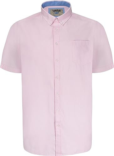 D555 James Basic Oxford Chemise à manches courtes pour homme en 5 couleurs 2XL à 6XL, rose, XXL