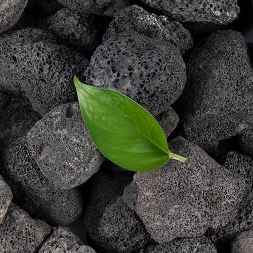 Calofulston 5,1 cm - 10,2 cm schwarzer Lavastein, 4,5 kg großer vulkanischer Lavastein für Feuerstelle, Gasscheite, Aquarium, Kamin, Feuerschale