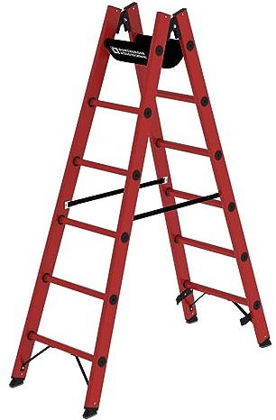 PROREGAL Sprossen-Stehleiter | GFK | 2x6 Sprossen | Leiter, Teleskopleiter, Trittleiter, Bockleiter, Sprossen-Doppelleiter