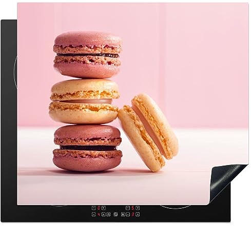KitchenYeah© Induction Hob Protector Mat Stove Cap Top Cover Kitchen Cooker | 20.1x23.2 / 59x51 cm - Covers for Electric Hobs Vinyl Macaroons - Colourful - Paris