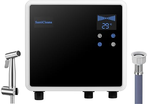SantiCleana Ozon Wasser Generator für Waschmaschine - mit Edelstahl Sprühgerät! 2 Wasserauslässe! - Höhere Reinigungsrate!