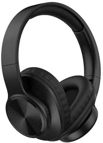 Headphones Wireless, Bluetooth 5.3 Overhead Headphones Wireless, HiFi Noise Cancelling Headset with Built in Microphone, Lightweight Foldable Wireless Headphones Over Ear for Sport Travel (Black)