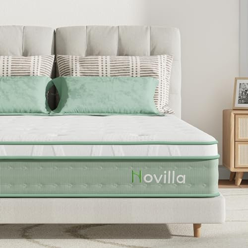 Novilla Colchones tamaño King de 9.8 Pulgadas, colchón de Espuma viscoelástica de Gel de 3 Zonas, colchón híbrido Firme de 5 pies con Tela de Punto Oeko-Tex y Espuma CertiPUR-US 150 x 200 x 25 cm