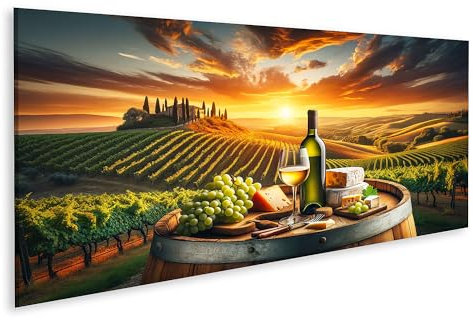 islandburner Wandbild Wein mit Fass auf Weinberg in Chianti, Toskana, Italien auf Leinwand Bilder Bild Poster