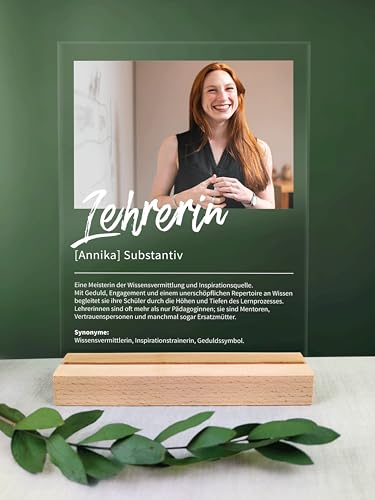 Lehrerin Geschenk personalisiert - Acryl Geschenk - Definition: Lehrerin - Lehrerin Geschenk, Lehrerin, Lehrerin Mit Herz, Lehrer Geschenk