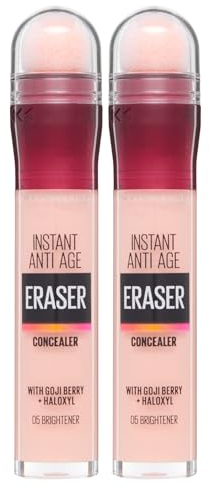 Maybelline New York Instant Anti-Age Altersentferner, Mehrzweck-Korrekturstift, Farbe 05, Pink mit Schwammapplikator, 2 Kosmetika