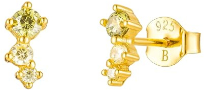 Brandlinger ® Ohrstecker Silber 925 mit Stein bunt. Schmuck Damen vergoldet mit 18 Karat (Silber und Gold) für Frauen und Mädchen. Größe der funkelnden Ohrstecker: 5,8mm