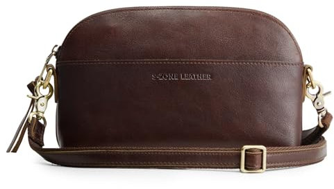 S-ZONE Leder Crossbody Bag Damen Kleine Handy Umhängetasche Handtasche Handytasche zum Umhängen mit Abnehmbarem Schultergurt