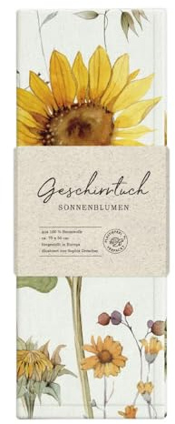Grätz Verlag Geschirrtuch 100% Baumwolle, Geschenkidee, Küchen Accessoire, Motiv, Geschenk, Küche, Kochen, Grillen (Sonnenblume)