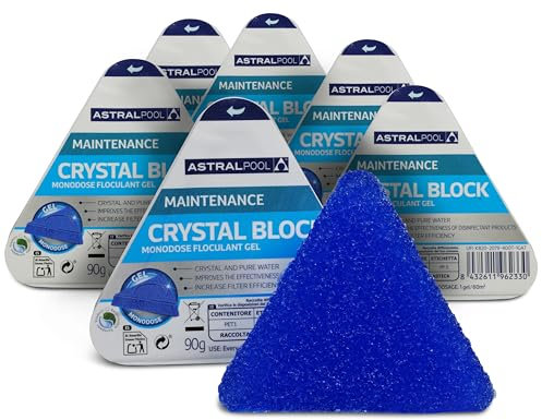 Astral Pool Crystal Block Flockmittel Gel 90 g - 6 Stück - Gegen trübes Wasser - Handlicher Dosierblock - Für klares Wasser - Entfernt Schwebstoffe