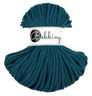 Premium Baumwoll-Flechtschnur - 5mm x 50m - Vielseitige Makramee-Kordel für Stricken, Weben, DIY-Basteln und Heimdekoration - Hochwertige Bunte Bastelschnur Flechtkordel - Peacock Blue