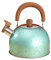 Stainless Steel Tea Kettle, Vintage Tea Kettle Whistling Tea Kettle Stainless Steel Water Teapot Boilers Stainless Steel Art Line Black Kettle (Green)