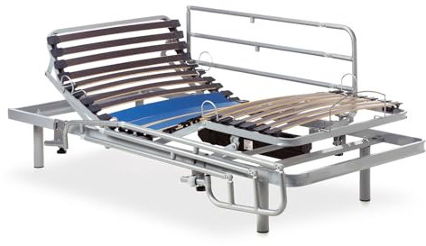 Geriafy - Cama Articulada Eléctrica Reforzada | Barandillas abatibles Resistentes (80x200, Mando inalámbrico + Barandillas)