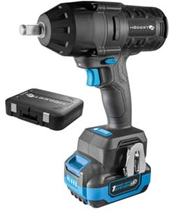 Högert Technik Akkumulator Brushless Schlagschrauber-Set 18V, 600 Nm Drehmoment, 4,0 Ah Akku, 4A Ladegerät, Koffer, Bürstenloser Motor, LED-Beleuchtung, Für Werkstätten