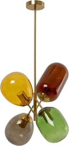 Kare Design Hängeleuchte Balloon Dance, Gold/Mehrfarbig, Hängelampe, Stahlgestell, Glas Schirme, kein Leuchtmittel inklusive, E27, Wohnzimmer, Designer Lampe, moderne Leuchte