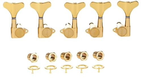 KAISH Lefty 3L2R 18:1 Accordeurs de basse scellés pour guitare basse gaucher 5 cordes pour basse acoustique/électrique de style Ibanez/Yamaha Doré