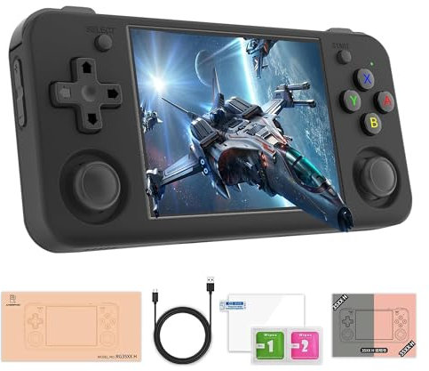RG35XX H Retro Handheld Game Console Dual Joystick, 3.5 Inch IPS Screen Video Gaming Console Built-in 5568 Classic Games Support 5G WiFi Bluetooth HDMI TV (Black)