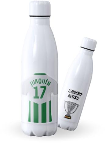 Botella de agua de Acero Inoxidable Personalizada equipo de Fútbol Barcelona. Botella termo personalizada deportiva. 500 ml Regalo Original para Aficionados del Futbol. (Betis)