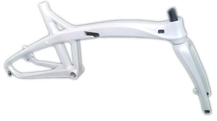 20er Faltrad Rahmen Carbon City Bike Scheibenbremsrahmen F100MM R135MM Schnellspanner Fahrradrahmen Carbon Faser Gabel BSA BB68(White)