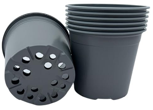 Bramley & Sage 13cm 1 Litre Grey Plastic Plant Pots (Various Quantities) (50)