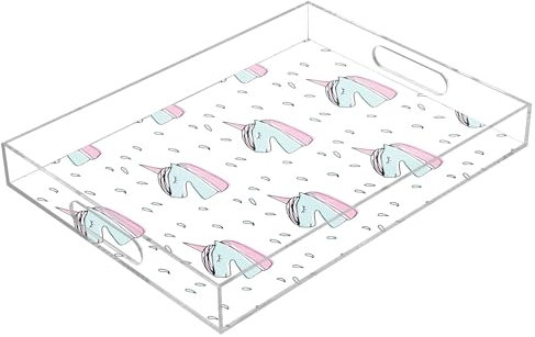 Acrylic Tray Unicorns Rainbows Acrylic Serving Trays with Handles 16 x 12 Waterproof