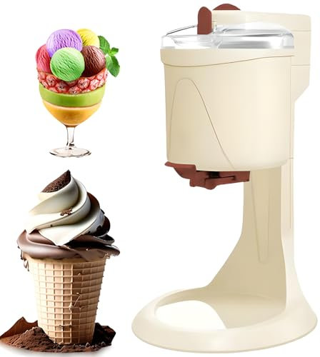 XoTiq Ice ​Cream Machine, Soft Serve Ice Cream Machine, Electric 1000ml Ice Cream Maker, Home DIY Kitchen Automatic Mini Fruit Soft Serve Gelato Maker Machine, Dessert & Icecream Maker